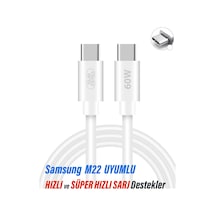 Samsung M22 Uyumlu Type C Şarj Kablosu Hızlı Kablosu 1m Max 60w