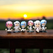 Rem Ram Anime Karakter Seti 6 Li Biblo Karakter Anime Set Vıp Kalite Dekor Obje Anime Karakterleri