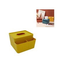Sones Basit Plastik Çok Amaçlı Mendil Kutusu Ev Ofis Masası Depolama Çekmecesi Tepsisi Sarı