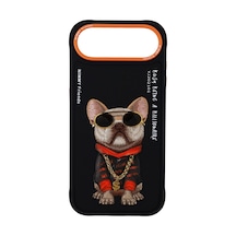 Apple Uyumlu iPhone 17 Air Nakış İşleme Zincir Ve Gözlük Detaylı Little Rich Tycoon Köpek Desenli Kılıf Şeffaf
