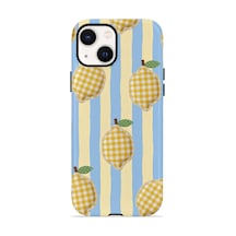 Apple iPhone Uyumlu 14 Vorian Çift Katmanlı Magsafe Kılıf Gingham Lemon Grove