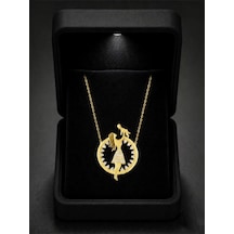 Çekirdekjewelry Işıklı Hediye Kutulu 925 Ayar Gümüş Anne Çocuk Kolye Zirkon Taşlı Kadın Kolye Sarı