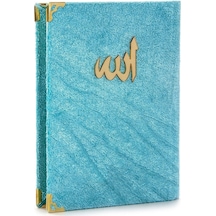 Anneye Babaya Hediye Kadife Yasin Çanta Boy Mavi A75