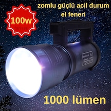 Rt-829 100w 1000 Lümen Güçlü Led Acil Durum Ve El Feneri Şarjlı, Full Metal Gövde, Zoom Özellikli Lacivert