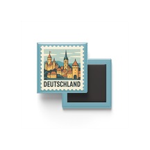 Buzdolap Magneti Almanya Berlin Renkli Posta Pulu Temalı - 9x9 Cm