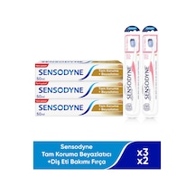 Sensodyne Tam Koruma Beyazlatıcı 3 x 50 ML + Diş Eti Bakımı Diş Fırçası 2'li