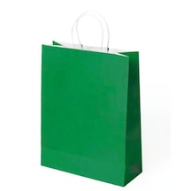 Burgu Saplı Karton Kraft Çanta 5'li 31 X 12 X 41 Cm Yeşil