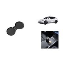 Tesla Model 3 / Y Standart Ve Juniper Uyumlu Orta Bardaklık Pedi Kaymaz Konsol Koruyucu Matı 1 Adet Siyah