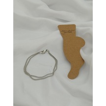 Glamglamour Gümüş Renk Üç Sıralı Kadın Halhal Gümüş