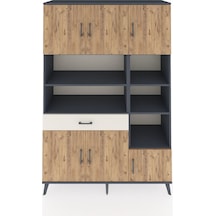 Hyperion Dolap 10 Raflı Tek Çekmeceli 6 Kapaklı 132x44x195 An... Antrasit