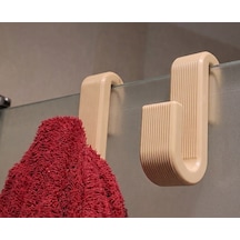 3 Lü Cam Askı Kancası 8 Mm Cam Uyumlu Modern Banyo Havlu Askılığı Bej