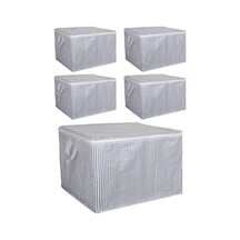 Keven Home 5 Adet - Sandık Tipi Hurç Mini - Çamaşır&Kazak Vb Hurcu 45X40X30 - Leke Tutmaz Çizgili Çok Renkli