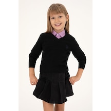 U.S. Polo Assn. Kız Çocuk V Yaka Basic Kazak 50294198-vr046 Siyah
