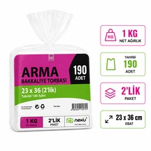 Bakkaliye Poşeti 23x36 Cm 190 Adet 2'lik 1 Kg Şeffaf Sızdırmaz Bakliyat Şeker Balık Market Poşeti