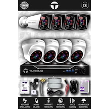 Turkno 8 Kameralı Karia 4 İç Kamera Set 1 TB HDD Full HD Gece Görüşlü Güvenlik Kamerası Sistemi