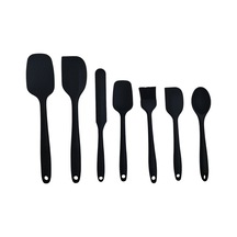 Servis Spatula Seti Silikon 7'li Çift Renk Seçeneği - Siyah Siyah