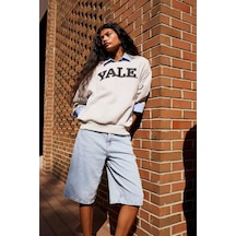 About Blank Defacto Yale University Oversize Geniş Kalıp Bisiklet Yaka Sweatshirt F9527ax25au Acı Kahverengi