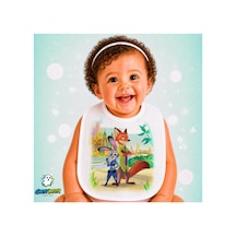 Zootropolis Keten Bebek Mama Önlüğü Yumuşak - Emici - Yıkanabilir - Özel Tasarım P211 Çok Renkli