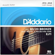 D'addario Ej11 80/20 Bronze Acoustic Guitar Strings. Light. 12-53
