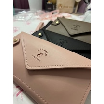Gk Gamzelirenklerim Luxury Fashıon&accessorıes El Askılı Telefon Ve Para Bölmeli Lux Yumuşak Deri Cüzdan Pudra