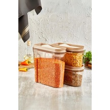 Lüks Erzak Saklama Kabı, Şeffaf Füme 3 'lü Set 4 Lt+2lt+2 Lt , Bakır Diğer