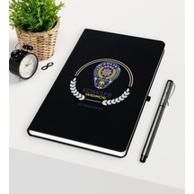 Kişiye Özel Komiser Yardımcısı Temalı Siyah Defter Kalem Seti - 2 Siyah