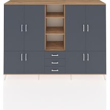 Hyperion Dolap 11 Raflı 3 Çekmeceli 8 Kapaklı 220x44x163 Çam-antr Çam-antrasit