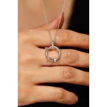 Roza Silver Zirkon Taşlı Rodyum Çivi Gümüş Kolye