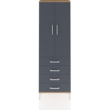 Arges Dolap Tek Raflı 4 Çekmeceli Tek Askılı 60x30x182 Çam-an... Çam