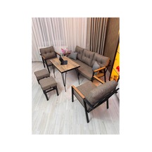 Lale Balkon, Bahçe - Cafe , Teras , Metal Kanepe Koltuk Takımı ,çay Seti 3+1+1+ 2 Puf Yemek Masası