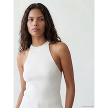 Lcw Comfort Ekru Halter Yaka Kadın Triko Atlet