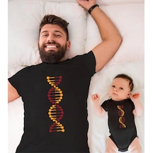 Sarı Kırmızı Dna Baba Oğul Kız Tişört