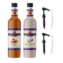 Simonelli Kahve Şurubu Karamel Aromalı + Beyaz Çikolata Aromalı 2 x 700 ML