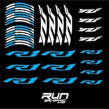 Yamaha Yzf R1 Mavi Jant Şeridi Sticker Çok Renkli