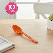 100 Adet Turuncu Plastik Lüx Parti Kaşığı