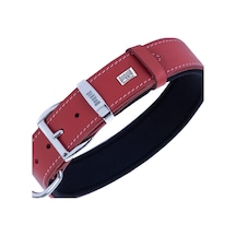 Doggie Gerçek Deriden El Yapımı Pati Desenli Köpek Boyun Tasması 3x42-50 CM Kırmızı