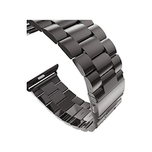 Apple Watch  Uyumlu  Series 8 45mm İçin Kordon Metal Stainless Steel Siyah