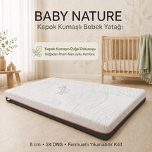 Baby Nature 8 Cm Sünger Bebek Ve Çocuk Yatağı Beşik, Park Yatak, Montessori Ve Çocuk Karyolası Fermuarlı Yıkanabilir Kılıf Kapok Kumaş 24 Dns Orta Sert Sünger Koruyucu Süprem 70 x 190 CM