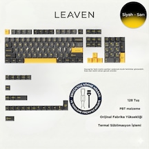 Mekanik Klavye Pbt Çift Baskı Keycap Seti Siyah -gri -sarı 128 Tuşlu Keycap