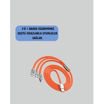 Flzdgnkr 120 W Hızlı Çözüm Sunan 3'ü 1 Usb Şarj Kablosu Sağlam Gövde Lightning