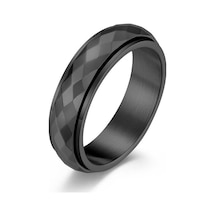 Novahub Siyah Erkekler Kadınlar İçin Basit Unisex Eşkenar Dörtgen Yönlü Hip Hop Yüzük Paslanmaz Çe Parmak Yüzük Stres Çelik Yüzük 56888183 Siyah - 12 Siyah