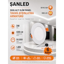 Şanled 3w Tasarruflu Led Yuvarlak Beyaz Işık Sıva Altı Slim Panel 6 Adet
