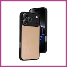 Gees Global Apple iPhone 17 Pro Max Uyumlu Aras Deri Kapak - Pudra Gbzs
