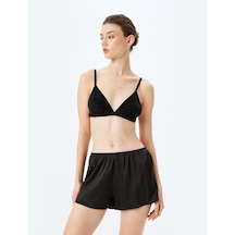 Koton Bol Kalıp Mini Saten Şort Pijama Altı Siyah 5wlk80012mw Siyah