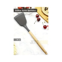 Silikon Servis Spatula Mutfak Kaşığı Pasta Spatulası Ahşap Saplı 32 Cm Diğer