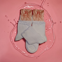 Heren Socks Heren Lastik Fırfırlı 3'lü Kadın Çorap , Fitilli Fırfırlı Kolej Boy Beyaz