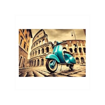Roma Motosiklet Şıklığı Desenli Ahşap Tablo