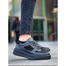 Kb-x8 Kuback Siyah Cilt Siyah Süet Detaylı Siyah Yüksek Taban Günlük Spor Ayakkabı Siyah1