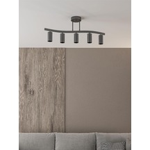 Solvia Vintage Siyah Metalik 5'li Spot Avize Gu10 Duylu Endüstriyel Tasarım Metalik 35 X 100 Diğer