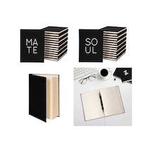 Soul Mate Text Sevgili Çift Kanvas Defter Siyah